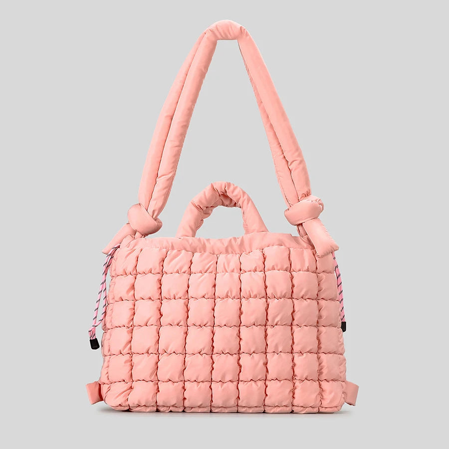 Casual náilon acolchoado sacola alça atada macio puffer bolsa feminina acolchoado ombro crossbody sacos grande capacidade saco de compras