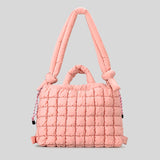 Casual náilon acolchoado sacola alça atada macio puffer bolsa feminina acolchoado ombro crossbody sacos grande capacidade saco de compras