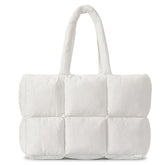 Sacola Herald Puffer para mulheres, bolsa grande acolchoada Puffy, acolchoada leve para baixo, bolsa treliça, inverno
