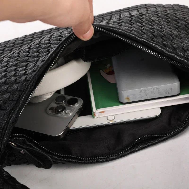 Everday-Bolsa de couro PU para mulheres, bolsa mensageiro tecida, viagem leve, pastas expansíveis, alta qualidade, moda luxuosa, designer