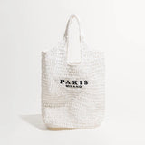 Bolsa de palha de capacidade casual de Raffia para mulheres, grande, entranhada, design de luxo, oca, praia, férias, verão