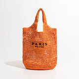 Bolsa de palha de capacidade casual de Raffia para mulheres, grande, entranhada, design de luxo, oca, praia, férias, verão