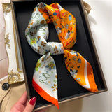 Lenço de Seda Feminino Luxo Floral