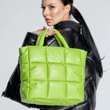 Bolsas xadrez acolchoadas para mulheres, sacola acolchoada de grande capacidade, couro PU macio, bolsas crossbody de ombro, bolsas inchadas, moda luxuosa