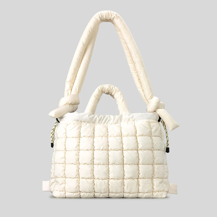 Casual náilon acolchoado sacola alça atada macio puffer bolsa feminina acolchoado ombro crossbody sacos grande capacidade saco de compras