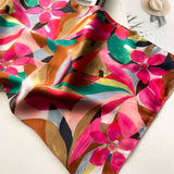 Lenço de Seda Feminino Luxo Floral