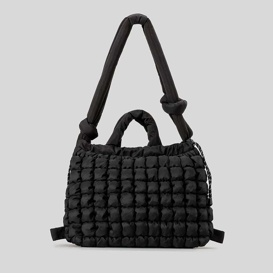 Casual náilon acolchoado sacola alça atada macio puffer bolsa feminina acolchoado ombro crossbody sacos grande capacidade saco de compras