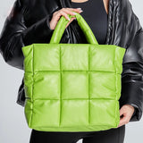 Bolsas xadrez acolchoadas para mulheres, sacola acolchoada de grande capacidade, couro PU macio, bolsas crossbody de ombro, bolsas inchadas, moda luxuosa