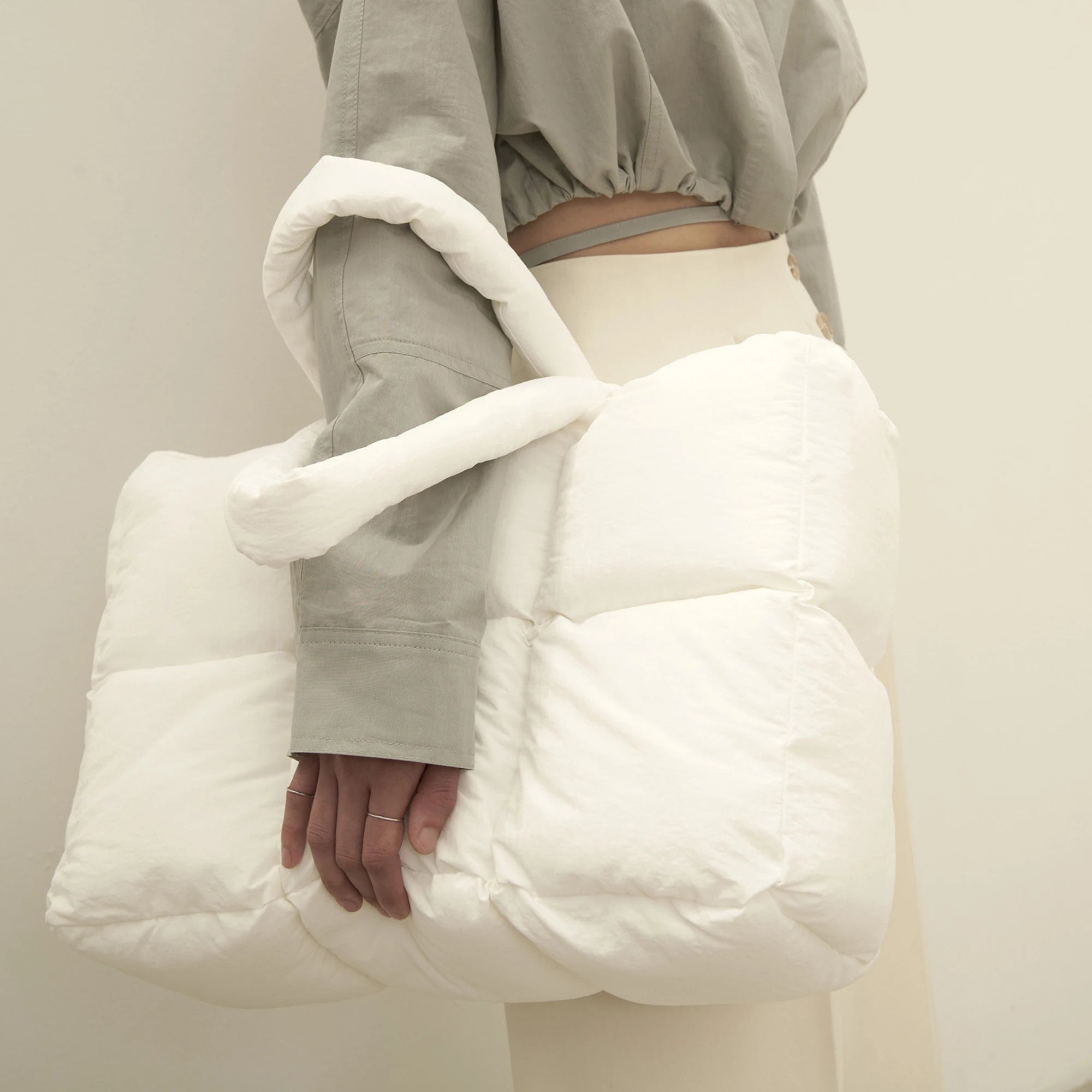 Sacola Herald Puffer para mulheres, bolsa grande acolchoada Puffy, acolchoada leve para baixo, bolsa treliça, inverno