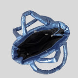 Sacola acolchoada xadrez para mulheres, bolsas inchadas macias, bolsas de ombro de algodão de nylon de luxo, bolsa de inverno quente