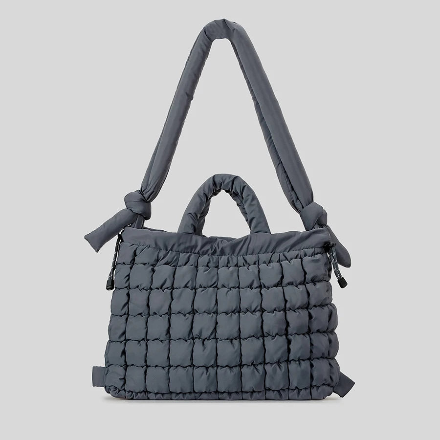 Casual náilon acolchoado sacola alça atada macio puffer bolsa feminina acolchoado ombro crossbody sacos grande capacidade saco de compras