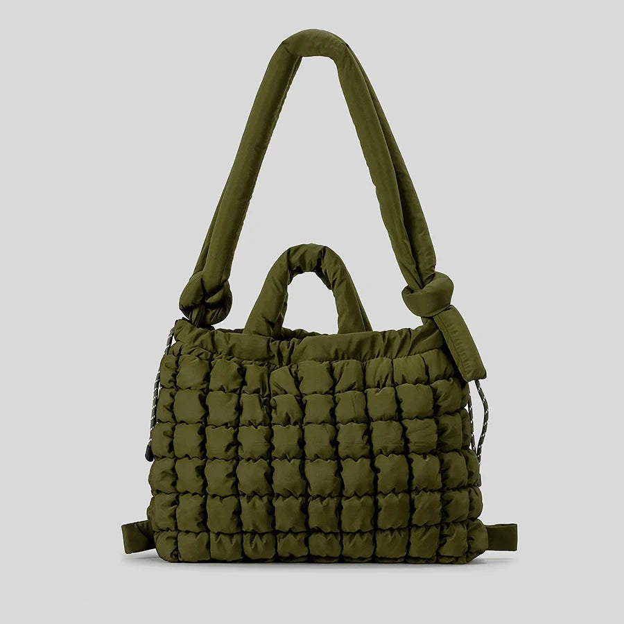 Casual náilon acolchoado sacola alça atada macio puffer bolsa feminina acolchoado ombro crossbody sacos grande capacidade saco de compras
