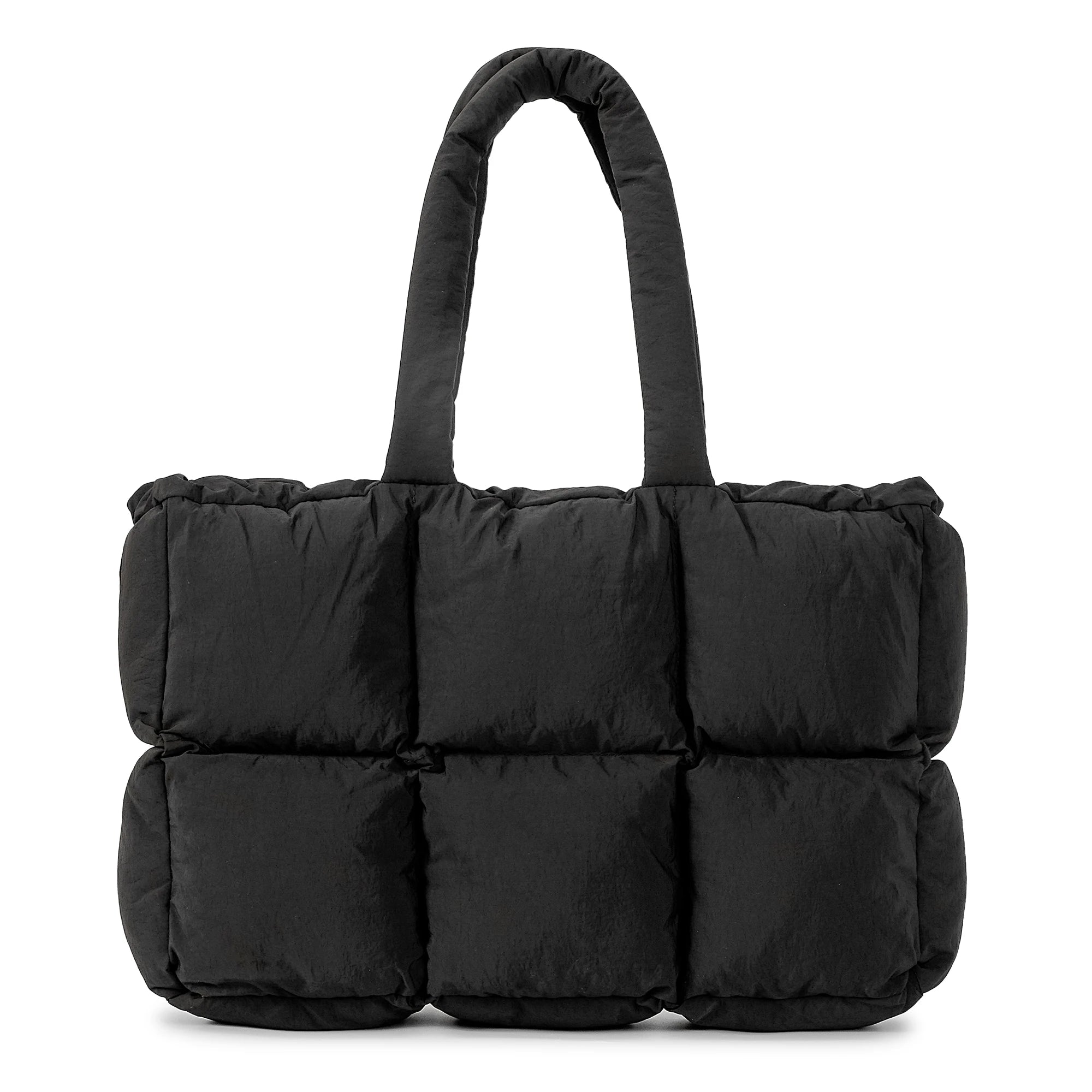 Sacola Herald Puffer para mulheres, bolsa grande acolchoada Puffy, acolchoada leve para baixo, bolsa treliça, inverno